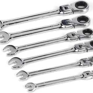 6PCS Ratcheting Wrench Combination Set 8-17mm Adjustable With Storage Rack Metric cordless power tool