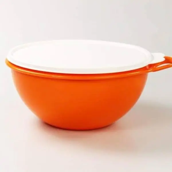 12-Cup Capacity Eco-Friendly Ceramic Cookware Mixing Bowl, Aesthetic Orange Tableware with White Lid and Handle, No Excess Decor, Ideal for Kitchen Prep and Serving