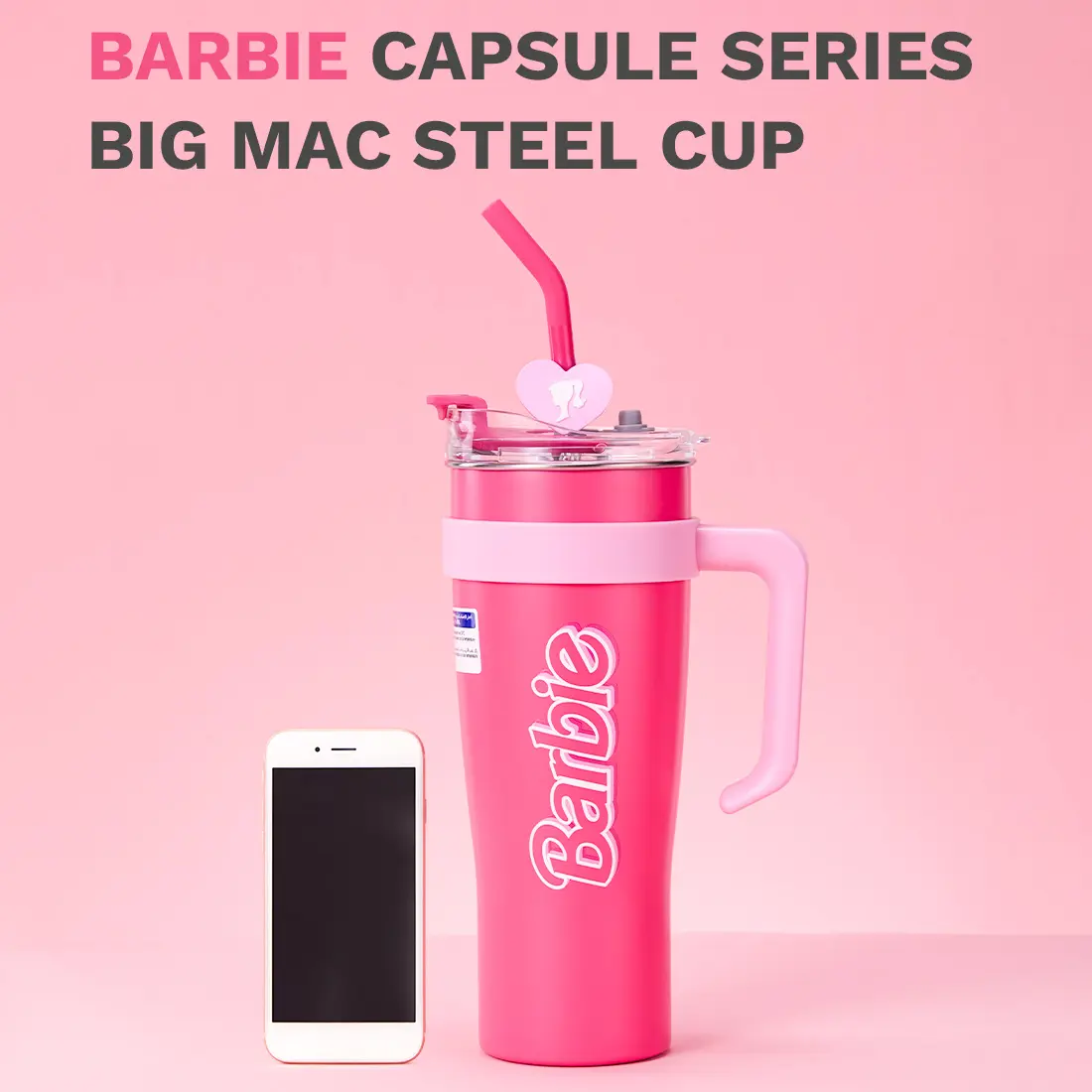 MINISO Barbie Large Capacity Stainless Steel Tumbler 1600mL | Pink Cup with Handle, Straw & Lid | Insulated Water Bottle for Daily Use, Back to School & Gift #BarbieTumbler #StainlessSteelCup #Drinkware