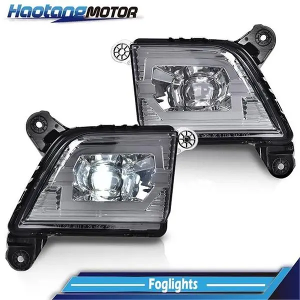 CROSSDESIGN 100% Brand New ISO Certified Smoke LED Fog Lights with DRL - Factory Tab Mount, Reuses Tabs, OEM Look, Auxiliary Bar Fog Lights, Car Exterior Upgrade, Left-Right Pair Set for 2019-2021 Chevrolet Silverado 1500 Truck Mods Accessories