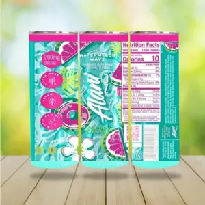 Alani Nu Watermelon Wave Energy Drink Can Packaging Tumbler – Classic 200mg Caffeine Theme Tumbler for Fitness – Unique Vegan Biotin Insulated Tumbler Gift – Fun Health Favorite Beverage Tumbler