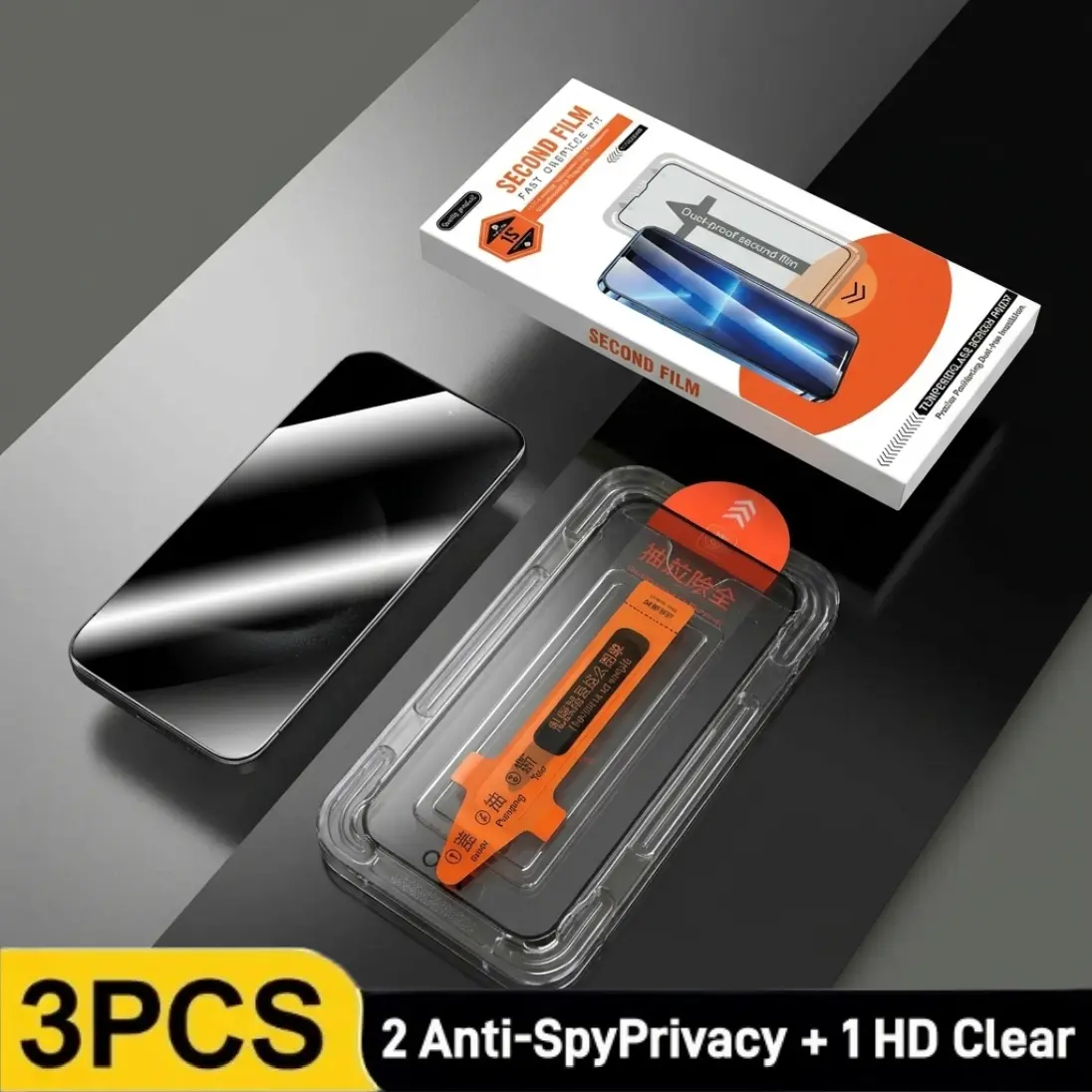 3-Pieces Tempered Glass Screen Protectors for iPhone, Samsung Smartphones & Cellphone Devices - Dust-Free Tray Auto-Install, Crystal Clear, Fingerprint-Proof, Scratch-Resistant, Plasma Plating Enhanced Protection Accessories