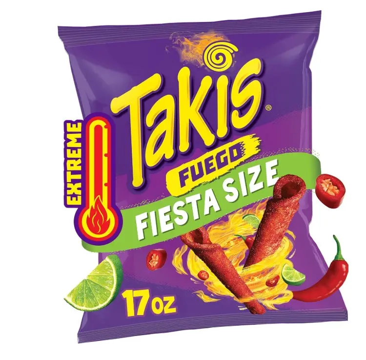 Takis Fuego Rolled Tortilla Chips, 17 oz Bag | Party size bag of tortilla corn chips; extremely spicy
