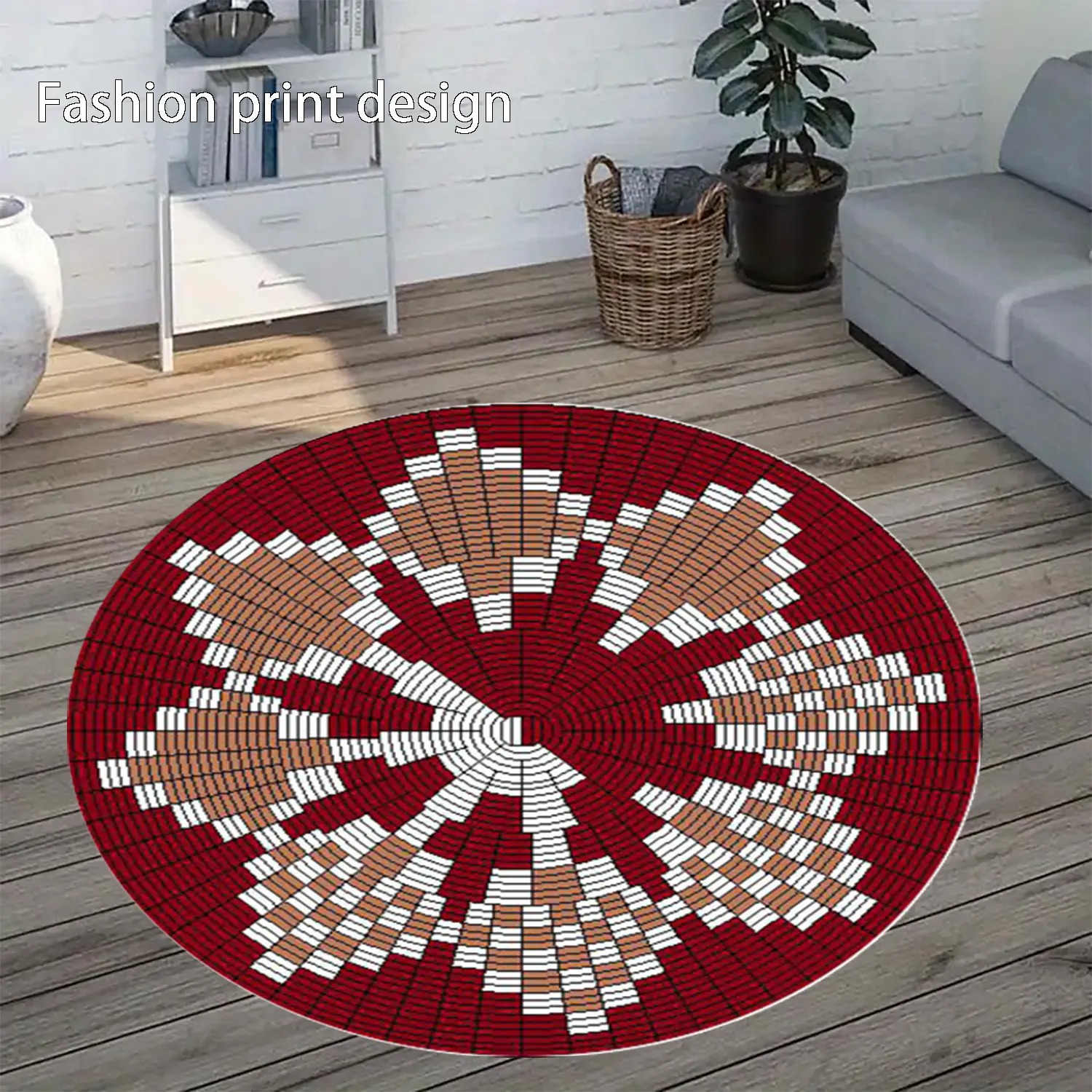 1 floral floor mat, Round Floral Print Rug, Decorative Area Rug, suitable for bedroom bedside decoration, living room home decoration, balcony decoration, New Year holiday decoration, Valentine's Day decoration, Easter decoration