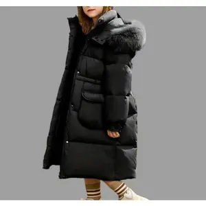 Girls Winter Beige Hooded Thick Insulated Cold-Proof Parka Ages 3 - 13
