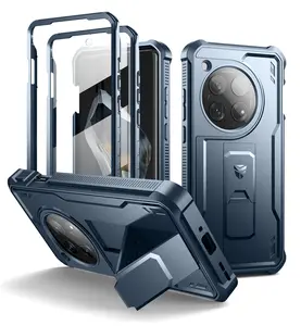 Dexnor for OnePlus 12 Case, [2 Front Frame] [Bulit-in Screen Protector & Kickstand] [Work with Fingerprint ID] Heavy Duty Military Grade Protection Shockproof Case for OnePlus 12 5G