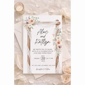Rustic Arch Wedding Invitation Set with Floral Draping Matching RSVP Add On 5x7 Invitation Envelope 4x6 RSVP Optional Personalization for Garden Weddings
