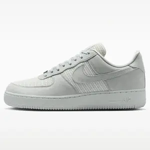 Nike Men's Air Force 1 '07 Low Premium Mesh Suede Hybrid Comfort Casual Lifestyle Sneakers Light Silver II9807-100