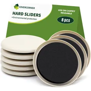 Furniture Moving Sliders for Carpet 8 PCS 3 1/2 inch Chair Legs Floor Protectors Move Your Furniture Easy & Safely