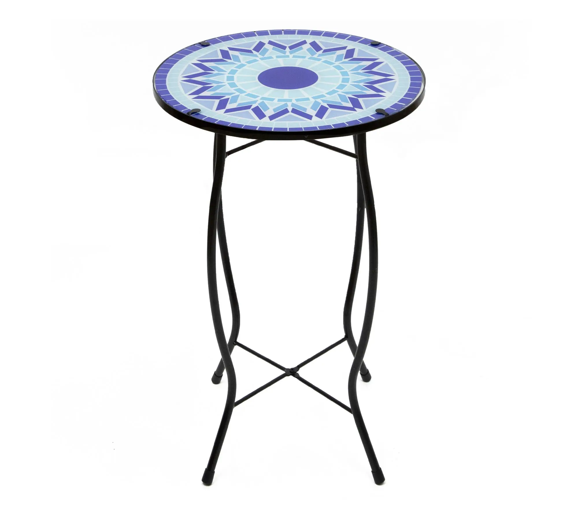 Northlight 19" Blue Sun Mosaic Glass Patio Side Table