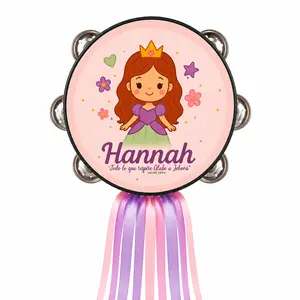 Personalized Princess 1 Tambourine Synthetic Leather Non-Slip Grip Metal Cymbals Handheld Percussion Instrument for Pleasant Sounds