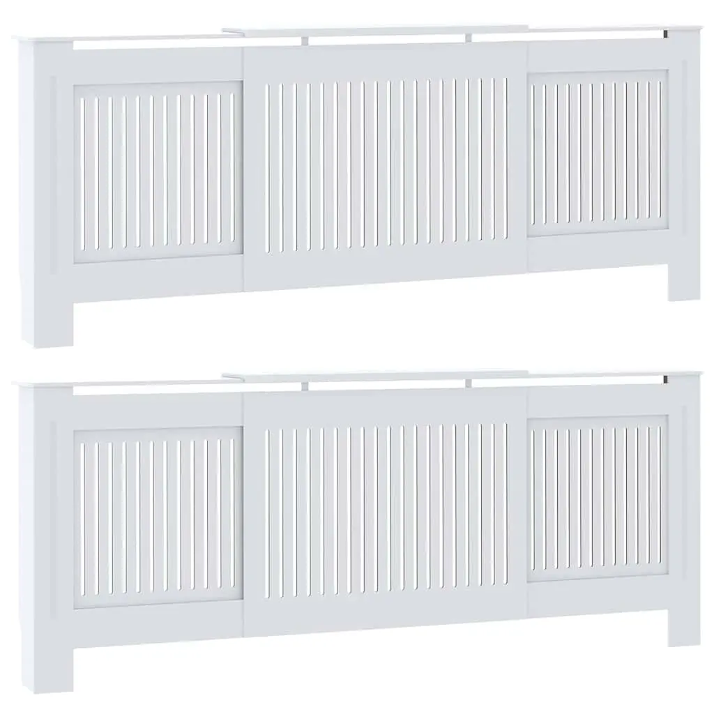 vidaXL Radiator Cover 2 pcs White 80.71 x 8.07 x 32.09 in, Stylish Rectangular Radiator Cover, Chic Heat Shield, Wood Style, Safe for Kids, Perfect for Living Spaces 3403237