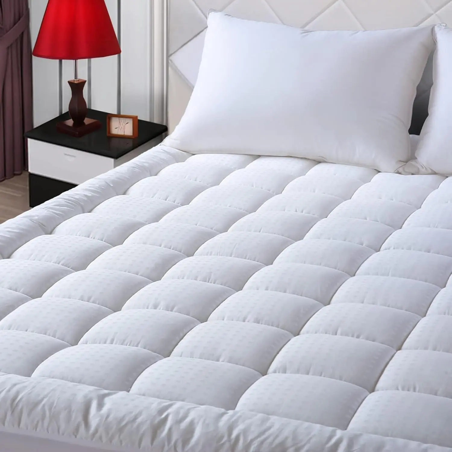 EASELAND Mattress Pad Pillow Top Mattress Cover Quilted Fitted Mattress Protector Cotton Top Stretches up 8-21" Deep Pocket, Machine Washable and Comfortable sleeping products