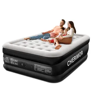 Queen Air Mattress with Built-in Pump, 18" Raised Comfort, 48Hr Leak-Proof Test, Upgraded Honeycomb Pillar Design, Supports 800 lbs, 3-Min Inflation-Inflatable Bed for Home Guests & Camping