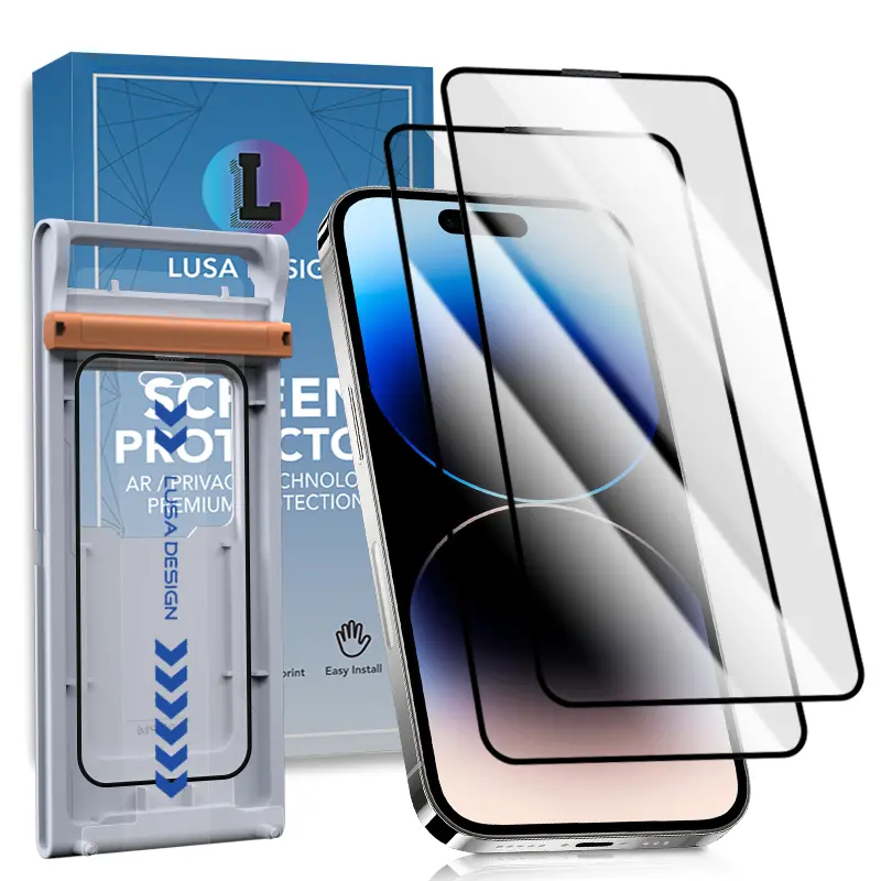 LUSA DESIGN 2-Pack Customized Protective Privacy Screen Protector for iPhone 11/12/13/14/15/16/17 Pro Max Plus Series, 9H Hardness, Ultra-HD, Scratch-Shatter Resistant, Eye Care Dustproof Shield, Easy Installation Mobile Phone Accessory