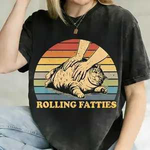 Retro Washed Tee: Playful "Cat Smoking a Cigarette" Graphic T-Shirt — High-Quality Print, Soft & Comfortable