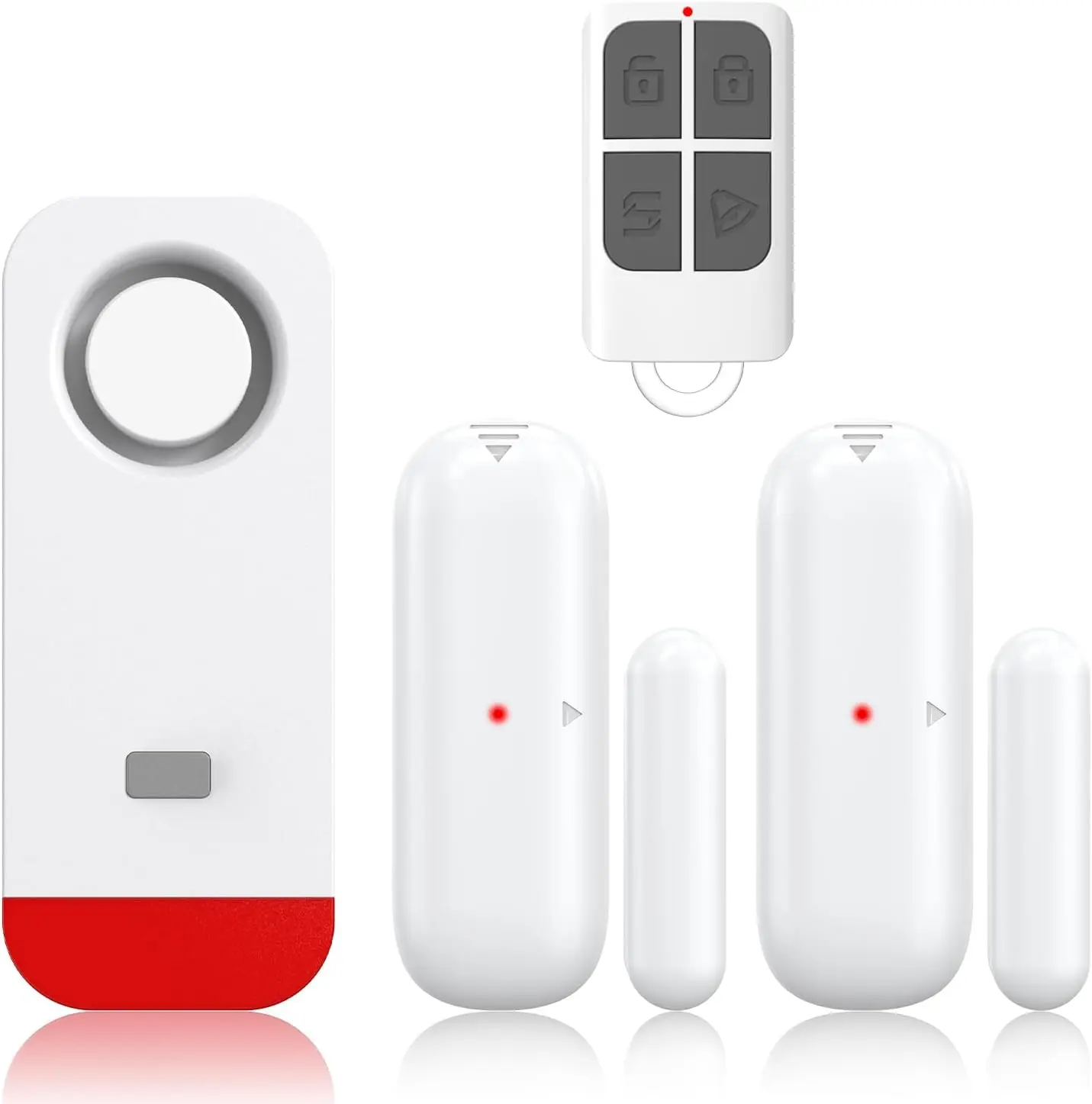 Home Security Door & Window Opening Sensor Alarm Kit - 120dB Burglar Alert, 500FT Range, 52 Tunes, 5 Volumes, 1 Receiver + 2 White Sensors for Home Safety & Business Entry