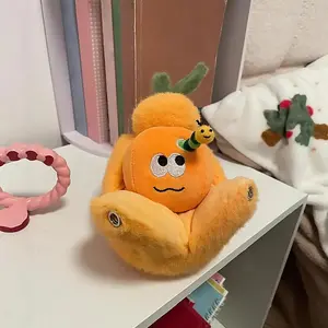 Cute Insect-Eaten Orange Plush Keychain Funny Stuffed Fruit Doll Gift
