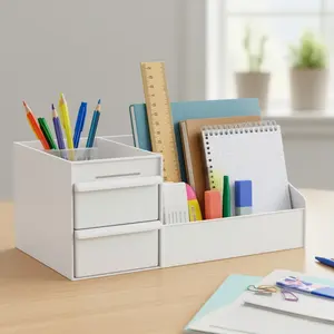 New Gift"See & Organize Everything! Clear Top Makeup Case with 2 Drawers & Brush Grids | Clutter-Free Vanity or Bathroom Countertop"