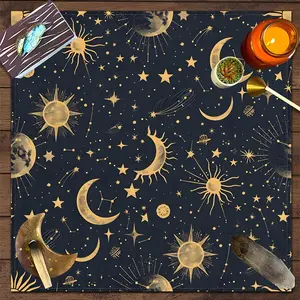 1pc Starry Sky Square Altar Cloth Celestial Bodies Witchy Mystical Tablecloth Tarot Card Spread Reading Cloth Table Mat Decor Tarot Reading Cloth, Tapestry Wall Hanging Home Wall Rugs, Room Decor, Halloween