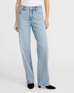 Express High Waisted Light Wash Relaxed Straight Jeans