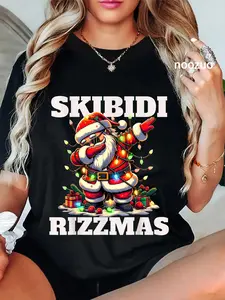 100% Cotton Rizz Christmas Santa Funny Xmas Gen Alpha Skibidi Rizzmas T-Shirt