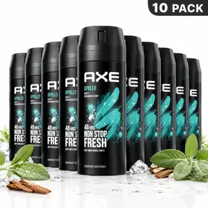 AXE Apollo Body Spray Deodorant for Men, Sage & Cedarwood Scent, 48-Hour Daily Odor Protection, 10-Pack Multi-Pack, 5 oz Cans