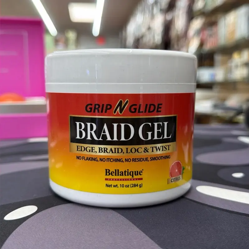 Bellatique Grip N Glide Braid Gel - Haircare Styling Gel for Edges, Locs & Twists, Maximum Long-Lasting Hold, Fast-Drying, High Shine, 10 oz