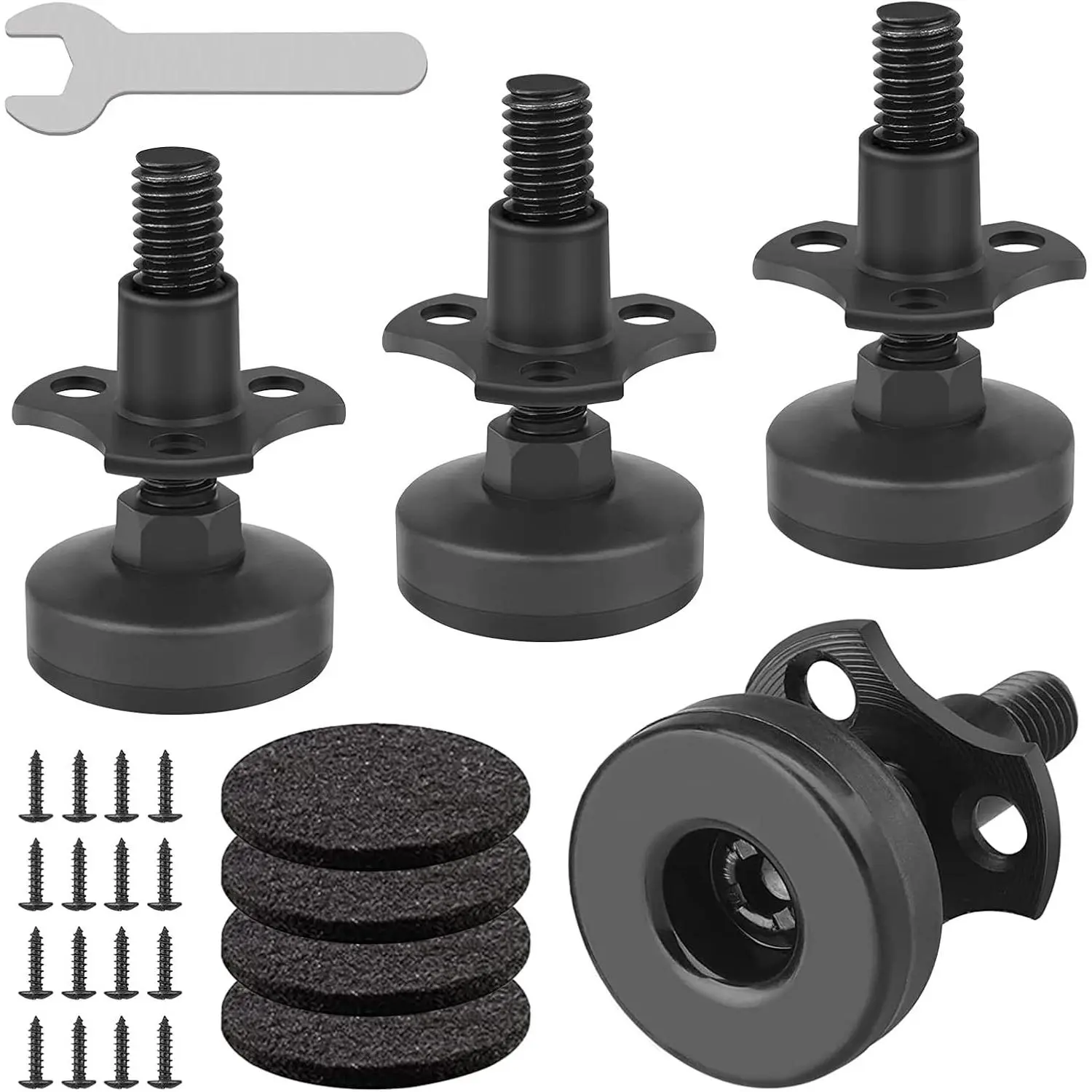 Heavy Duty Furniture Levelers, 4 Pack 3/8"-16 Threaded Leveling  Furniture Levelers Table  Adjustable  Levelers for Table/ Chair/Sofa/Desk/Cabinet/Workbench, Supports 1320LBs-Black