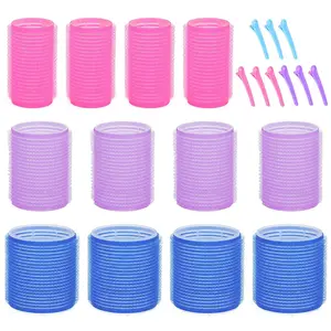 Self Grip Hair Rollers for Volume & Curls 12 PCS Medium 30mm 1.2 Velcro Curlers for Heatless Curling DIY Salon Hairdressing Tools