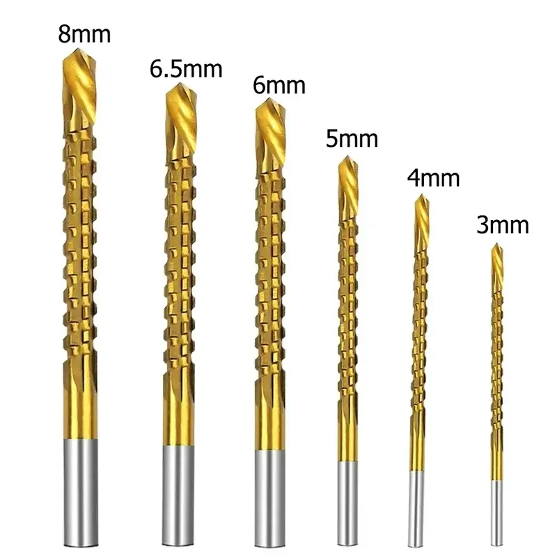 Titanium Coated Drill Bit Set 3/4/5/6/6.5/8mm Spiral Screw Metric Composite Tap Drill Bit Twist Drill Bits For Cutting Drilling Core Drill Bits Drill Bits Sets Drill Bits Kit