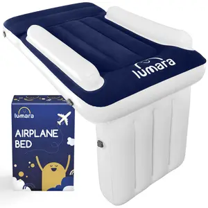 LUMARA Toddler Airplane Bed - Inflatable Airplane Bed for Toddlers, Plane Baby Mattress for Kids - Blow Up Air Mattress for Child Flight Sleep with Safety Belt, Innovative Valves, No Pump Needed