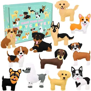 Z- SMA80    Puppy Craft Kit Kids DIY Crafting and Sewing Set Dog Stuffed Animal Felt Plushie for Girls and Boys Educational Beginners Sewing Set Sewing Kits for Kids Age 8 9 10 11 12