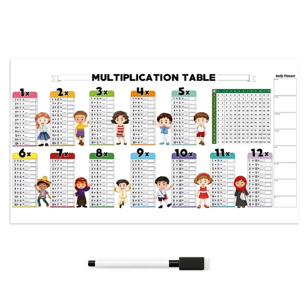 Educational for Kids Dry Erase Color Multiplication Table Reusable Durable Polystyrene Material Holds The Surface With Static Electric