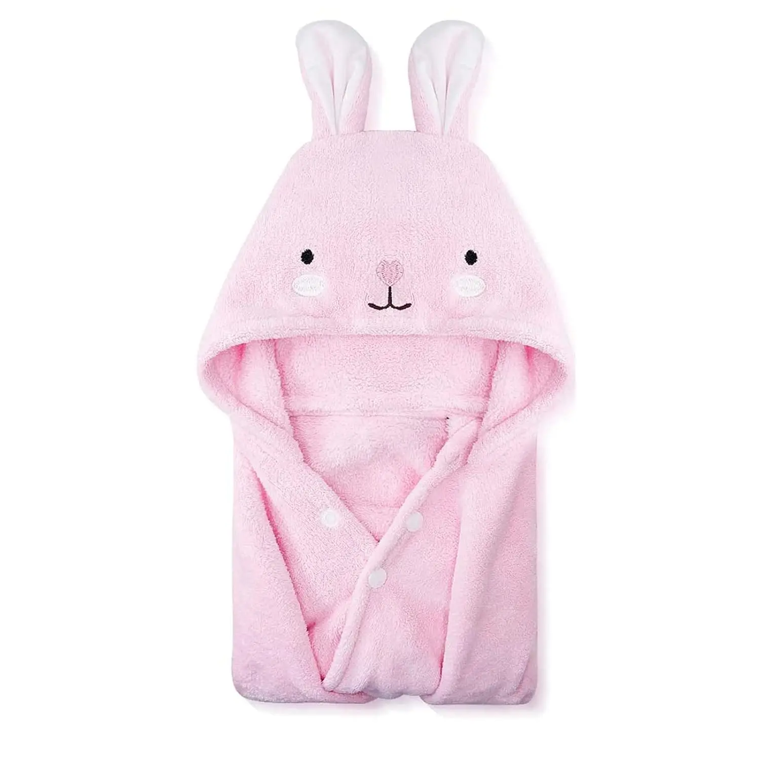 Toddler Hooded Bath Towel Ultra Soft Highly Absorbent for Boys Girls 27.5x55 Pink Rabbit-Shape Baby Bathrobe Blanket