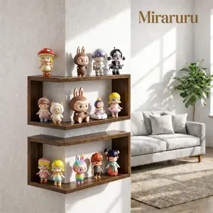 Miraruru Wooden Corner Shelf For Diy with Light - Display Rack ,  Floating Wall Shelf for Collectibles & Decor Home organizer storage Wall-Mounted  home organizationlmprovement shelf decorative open space fashion toy wooden cheap tier organizer stand
