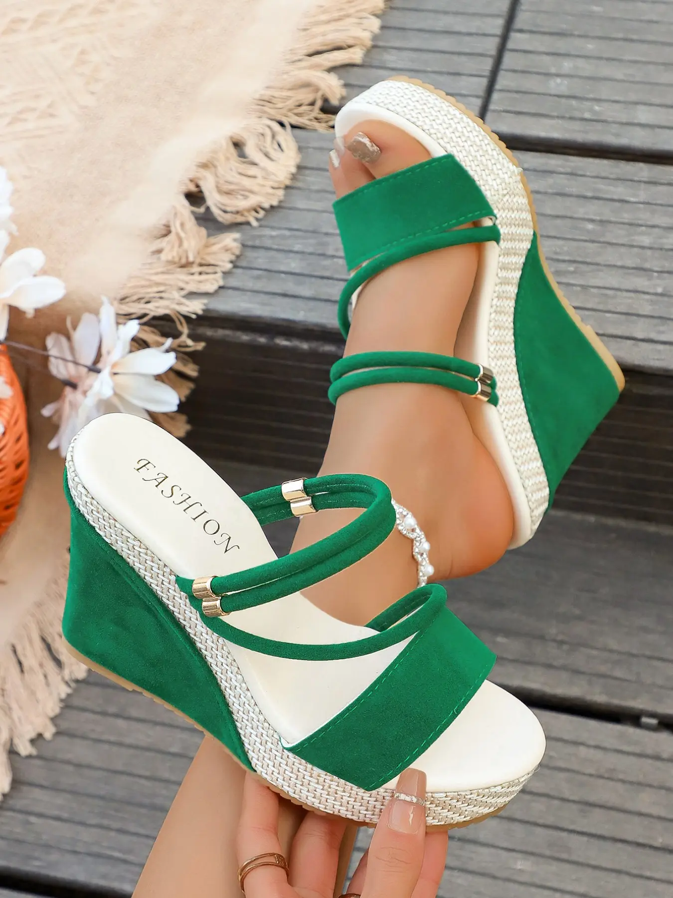 Elegant Wedge Heels for Women, Suede Thick Bottom Shoes with Ankle Strap, Breathable Faux Leather, Thick Wedge Sole, Stylish Square Toe Platform Design for All Seasons, Fashion, Fashionable Wedge Shoes