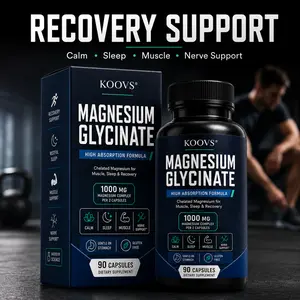 KOOVS 1000mg Magnesium Glycinate Complex Capsules with 8 Elemental Magnesium Forms, 90-Count Dietary Healthcare Mineral Supplement