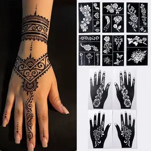 10 Temporary Tattoo Stencil Set, Sexy Floral Designs, Reusable Hollow Templates for Hands, Arms, Thighs, DIY Body Art, Women's Mehndi Tattoos, Decoration Supplies