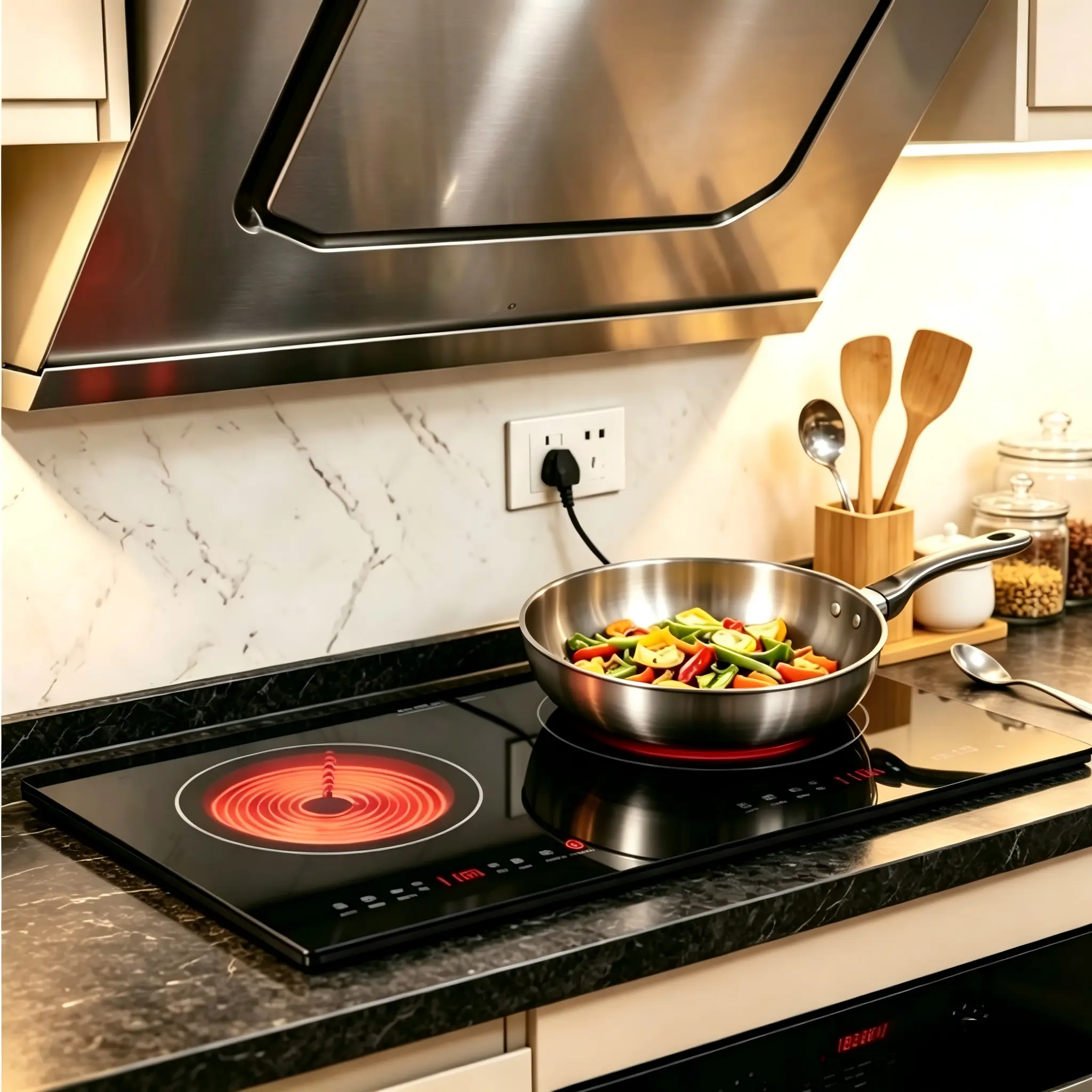 WABK 2400w Electric Cooktop 24" Electric Stove 2 Burner Hot Plate, Built-in Double Burner Cooktop with LED Touch Screen,9 Heating 9 Temperature,Kids Lock & Timer,Suitable for all Pans
