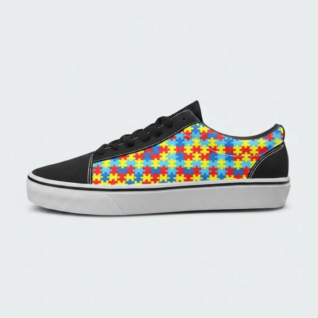 WOMEN'S Low Autism Awareness Custom Skate Shoesboarding Shoes | Freaky Shoes®
