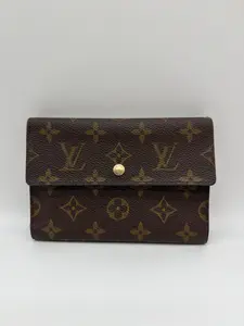 Pre-owned Louis Vuitton Coated Canvas Small Leather Goods Monogram Porte Tresor Trifold Wallet