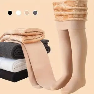 Girls' Fleece Lined Thermal Leggings, Fleece Tights, Thickened Footed Pants for Fall & Winter, Dance Socks, Outdoor Activities, Christmas Gift