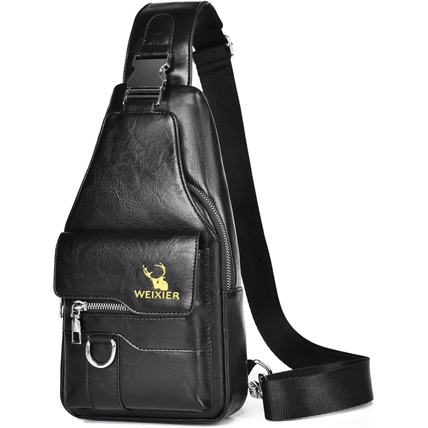 Men's messenger bag, PU leather chest bag, adjustable shoulder strap shoulder bag, fashionable retro, women's casual gym bag, perfect for traveling, hiking, cycling, Christmas gift