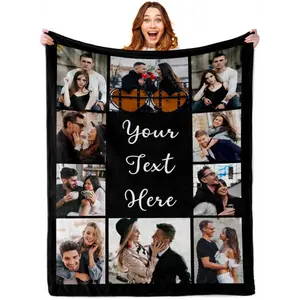 Custom Blanket with Photo Personalized Blankets and Throws Picture Blanket for Christmas Valentine's Day Birthday Gifts Customized Gifts for Mom Dad Couple Girlfriend Boyfriend Wife Husband