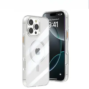 Clear Acrylic Magsafe Magnetic Mobile Phone Case for iPhone 17/16/16E/15/14 Plus/13/12/11 Pro Max/X/XS/XSMax, Anti-fall, Thin and Transparent, Airbag Anti-fall Full-cover Hard Protective Phone Cases, Compatible with iPhone 17 Pro Max