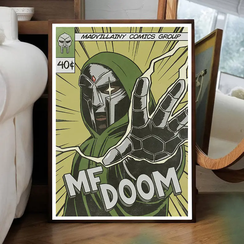 MF DOOM Music Poster Home Decor Artistic Photo Wall Print Room Decoration Ornaments Madvillainy Comics Group Illustrations Bathroom Wall Art