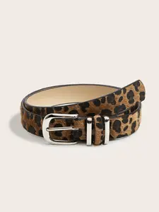 Women's Leopard Print Belt Exquisite Belt, Trendy Belt, Silver Color Buckle Casual Fashion Accessory, Versatile Daily Wear for Jeans & Sweaters, Perfect Gift Idea