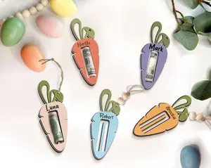 Personalized Carrot Easter Basket Tags, Easter Name Tags for Grandkids Grandchildren, Custom Carrot Tag, Personalized Carrot Money Holder