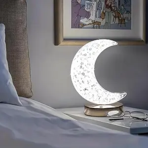 Crystal Moon Lamp Touch Light, 3 Color Adjustable Bedside Lamp, Infinite Dimming, Perfect for Ramadan, Living Room, Bedroom Decor, Adjustable Brightness Light